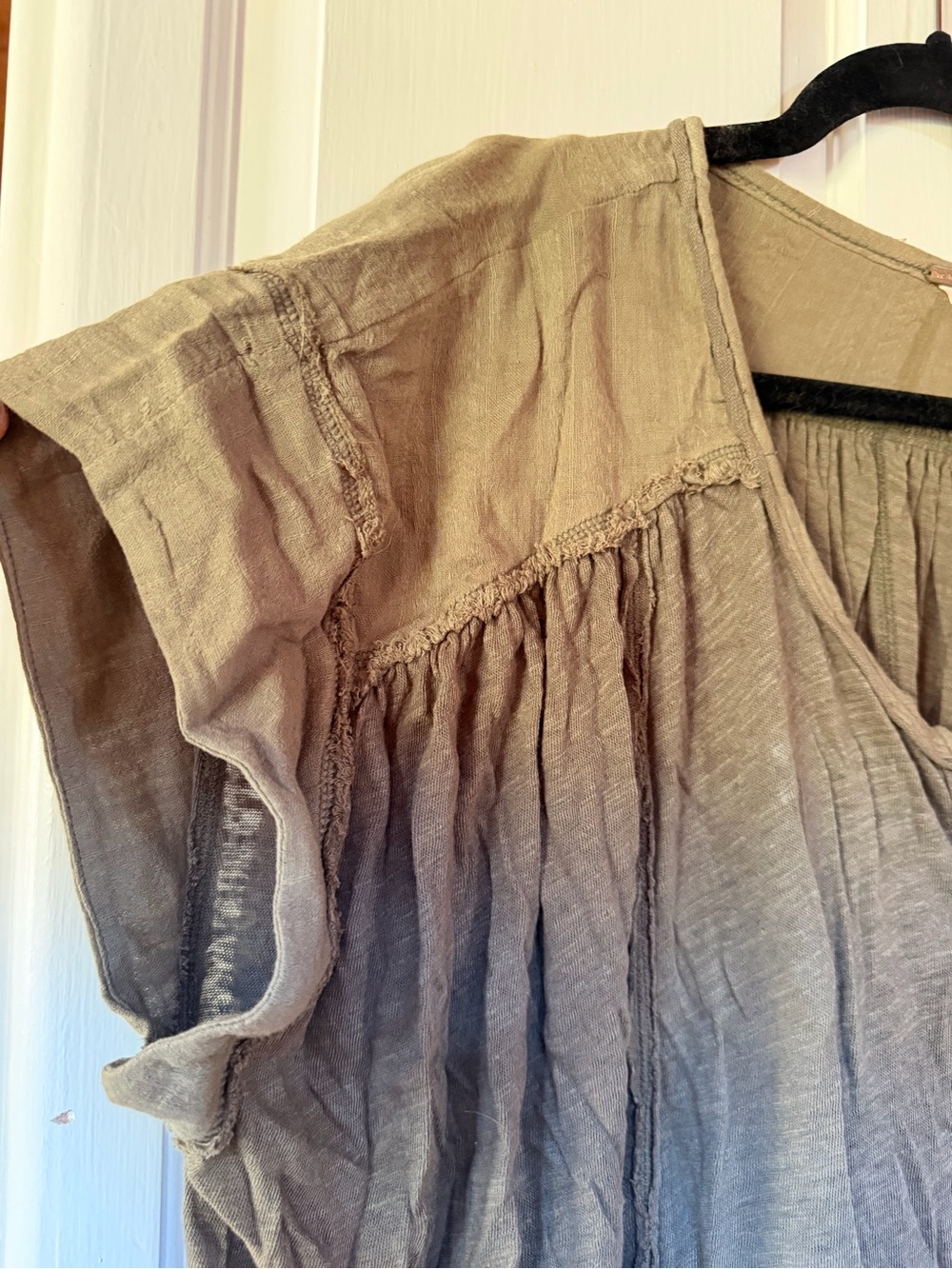 Free People Washed Olive Button-Front Peasant Tunic - Picture 3 of 5